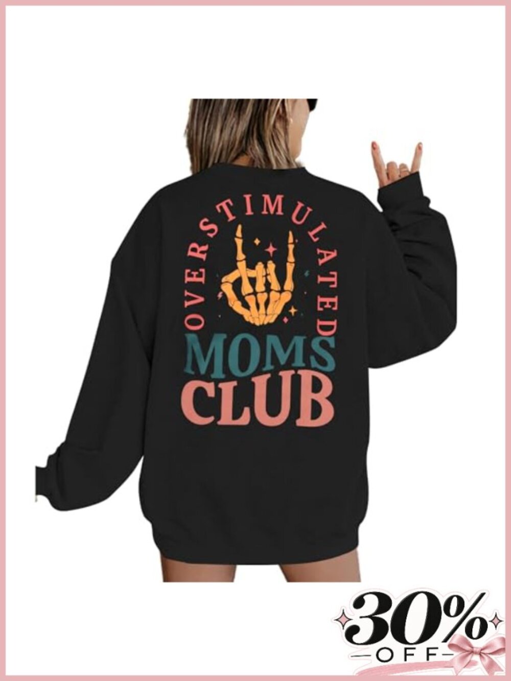 Womens Oversized Cotton Blend Crewneck Mom Club Sweatshirt Pullover